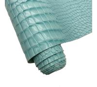 Embossed Synthetic Alligator PU Fabric, 32 x 135 cm Crocodile Vinyl Faux Leather Sheets for DIY Hair Bows, Bags, Crafts (Sky Blue)