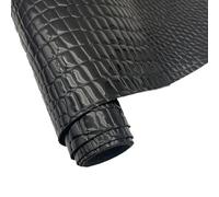 Embossed Synthetic Alligator PU Fabric 32x135cm Crocodile Vinyl Faux Leather Sheets for DIY Hair Bows Bags Crafts (Black)