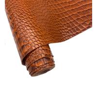 Embossed Synthetic Alligator PU Fabric 32x135cm Crocodile Vinyl Faux Leather Sheets for DIY Hair Bows Bags Crafts (Brown)