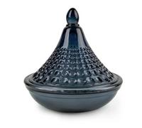 Embossed Tagine Glass Candle - Blue