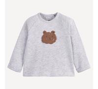 Embossed Teddy Bear Print Fleece Crew Neck Press Stud Back Sweatshirt Multi-Coloured