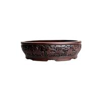 Embossed Unglazed Bonsai Pots (Oval Chariot, Size 2)