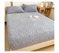 Embossed Velvet Bed Cover Thick Warm Plush Fitted Bed Sheet Non-Slip Elastic Mattress Cover 100/120/140/160x200 Protector(Gentleman Grey,90x190x30cm)