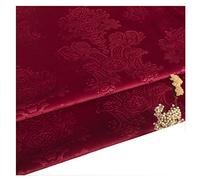 Embossed Velvet Upholstery Fabric by The Meter 140cm 55'' Wide Vintage Style for Home Decor, Sewing Crafts, Sofa Chair Cover, Curtain(Color:RED)