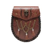 Embossed Waist Pouch, Brown, Brown FBG201BN | snap closure Flap Closure, Medieval Belt Bag, Rugged Runic-themed Design, Accessory, for Cosplay, Everyday Wear, Cosplayers