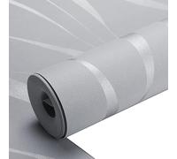 Embossed Wallpaper Non-Woven Wave Stripes 3D Wallpaper Modern Sound-Absorbing Breathable Grey Silver Glitter for Living Room Bedroom
