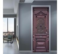 Embossed Wood Door Stickers for Interior Doors Vintage Creative 3D Door Sticker Murals Decals Wallpaper Self Adhesive Waterproof Poster for Bedroom Living Bathroom 77x200 cm A-1877