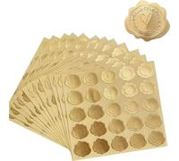 Embosser Stickers 250pcs Gold Embossed Heart Sticker Envelope Wrap Self-Adhesive Seal Stickers for Wedding Party Invitation Decor for Envelope(Golden Heart)