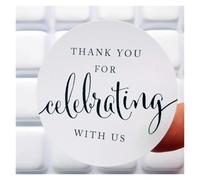 Embosser Stickers 60pcs Circle Gift Label Stickers 2inch Thank You for Celebrating with Us Round Thanks Party Favors(White)