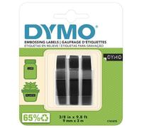 Embossing Adhesive Tape, White on Black, 9mm x 3m, Pack of 3 - S0847730