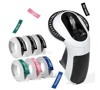 Embossing Label Maker Machine, E975 Embossed Label Makers with 6 Waterproof Tapes 3/8"(9mm), 3D Retro Handheld Label Printer Manual Embosser Labeller for Kitchen, Food, Office DIY Kids School Black