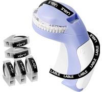 Embossing Label Maker Machine with Tapes, Portable Retro Embossed Label Maker Writer, Mini Embosser Label Maker with 5 Black Rolls Embossing Label Tapes for Home,Office and Crafting (Purple)