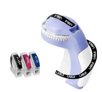 Embossing Label Maker with 3 Tapes, 3D Embosser Handheld Label Machine, Portable Lettering Embossed Labeler with 3 Rolls Emboss Tapes for Office Home Organization and DIY Crafting（Purple）