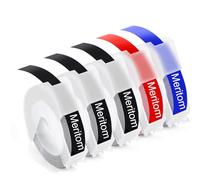 Embossing Tape Compatible with Dymo Omega Label Tape Black 9mm 3D Vinyl Self-Adhesive Black/Red/Blue Embossing Labels Compatible with Dymo Omega Junior Embossing Label Makers, 5-Roll