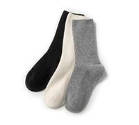 Embouro Wool Cashmere 3 Pair Socks for Women and Men (UK, Alpha, One Size, Regular, Regular, White-Black-Grey)