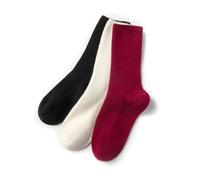 Embouro Wool Cashmere 3 Pair Socks for Women and Men (UK, Alpha, One Size, Regular, Regular, White-Black-Red)