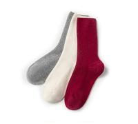 Embouro Wool Cashmere 3 Pair Socks for Women and Men (UK, Alpha, One Size, Regular, Regular, White-Grey-Red)