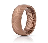 EMBR Damascus Steel Ring: 8mm Wood Grain Pattern Wedding Band with High Polish Shine, Cobalt-Free Comfort Fit Jewelry for Men - One-of-a-Kind Silver on Silver Damascus Ring with Timeless Design, 9.5