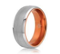 EMBR Tungsten Ring: 6mm and 8mm Wedding Bands with Brushed Matte Finish, High Polish Beveled Edges, Comfort Fit Cobalt-Free Jewelry for Men & Women - Durable Black and Silver Tungsten Ring for