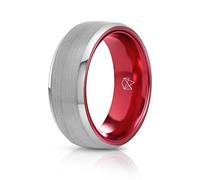 EMBR Tungsten Ring: 6mm and 8mm Wedding Bands with Brushed Matte Finish, High Polish Beveled Edges, Comfort Fit Cobalt-Free Jewelry for Men & Women - Durable Black and Silver Tungsten Ring for