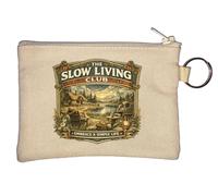 Embrace a Simple Slow Living Lifestyle Key Chain Coin Purse Beige