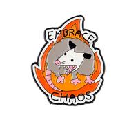 Embrace Chaos Screaming Possum Pin Brooch, Chaotic Opossum Enamel Pin, Gift For Possum Lover Weird Animal Lover, Dark Humor Brooches, Feral Chaotic Energy Lapel Badge, Trashy Humor Accessories