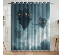 Embrace Darkness Surrealism Floating Islands Chains Eyes Mist Polyester Drapes For Nursery or Playroom - Microfiber Sun-Blocking Grommet Curtains, Mist Grey, W46 x L90(2 Panels) 117x228cm