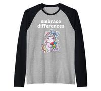 Embrace Differences Autism Awareness Kids Teacher Inclusion Raglan Baseball Tee