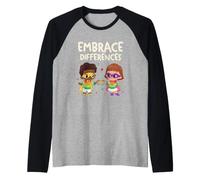 Embrace Differences Autism Neurodiversity Inclusion Kids Raglan Baseball Tee