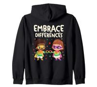 Embrace Differences Autism Neurodiversity Inclusion Kids Zip Hoodie