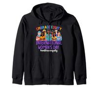 Embrace Equity International Women's Day #embraceequity Zip Hoodie