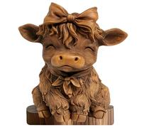 Embrace Highland Cow Ornaments for The Home Heart Together Highland Cows Decor Resin Figurine for Kitchen Office Living Room Calf Lovers Gifts for Women Men,7.1x8x0.6 inch (Happy highland cow)