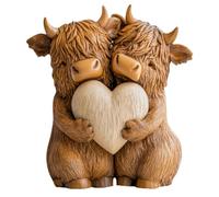 Embrace Highland Cow Ornaments for The Home Heart Together Highland Cows Decor Resin Figurine for Kitchen Office Living Room Calf Lovers Gifts for Women Men,7.1x8x0.6 inch (Highland Cows eternal love)
