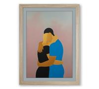 Embrace in Colour Modern Framed Wall Art Print A1 (84.1×59.4cm) Oak, Wall Decor for Living Room, Bedroom, Office & Home, Ready to Hang, Art Gift