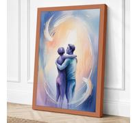 Embrace in Light Modern Canvas Wall Art Print 18x12 Inch (46 x 30 cm)