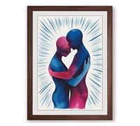 Embrace in Motion Modern Framed Wall Art Print A4 (29.7×21cm) Walnut, Wall Decor for Living Room, Bedroom, Office & Home, Ready to Hang, Art Gift