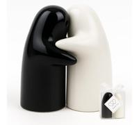 Embrace Kitchen Salt Shakers, Ceramic Table Salt Shakers Set Black and White Ghost Shape Salt and Pepper Shakers Suitable for Salt and Sugar Shakers Kitchen