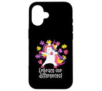 EMBRACE OUR DIFFERENCES! Dabbing Unicorn Autism Walk Meme Case for iPhone 16