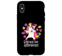 EMBRACE OUR DIFFERENCES! Dabbing Unicorn Autism Walk Meme Case for iPhone X/XS