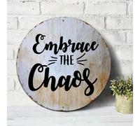 Embrace The Chaos Signs Round Metal Tin Signs Jesus Quote Metal Wall Art Wall Sign Wall Plaques Farmhouse Wall Decor for Bedroom Cafe Bar Office Garage