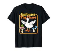 Embrace The Chaos Silly Goose Frog Mushrooms Retro Sarcastic T-Shirt