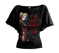 Embrace The Madness Harley Quinn Batwing Sleeve Top Spiral Direct Black M