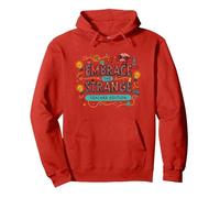Embrace the Strange: Teacher Edition Quirky Inspirational Pullover Hoodie, Adult Unisex, Red, L