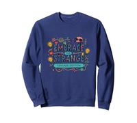Embrace the Strange: Teacher Edition Quirky Inspirational Sweatshirt, Adult Unisex, Navy, M