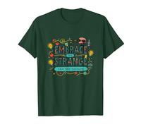 Embrace the Strange: Teacher Edition Whimsical, Inspirational T-Shirt, Men, Dark Green, Medium