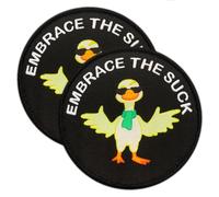 Embrace The Suck MEME Duck,2 Pcs Tactical Funny Saying Patch Embroidered Morale Applique Fastener Hook & Loop Emblem for Backpack Bag Vest Hat Helmet Clothes Coat Jackets Biker