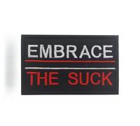 Embrace The Suck Red Hyphen Patch Funny Mental Health Morale Humor Meme Embroidered Tactical Military Patches - Hook and Loop Fastener for Vest Bag Helmets
