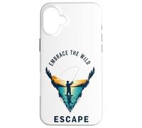 Embrace the Wild Escape Call of Nature Fishing Shore Motif Case for iPhone 16 Plus