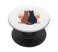 Embracing Animals Two Cats Together Illustration PopSockets Adhesive PopGrip