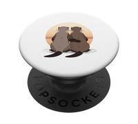 Embracing Otters Animal Illustration Calm Togetherness PopSockets Adhesive PopGrip